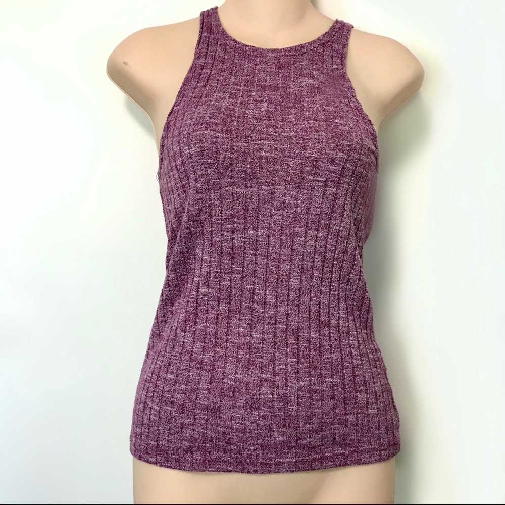 Poof! stretchy dark pink marbled tank top